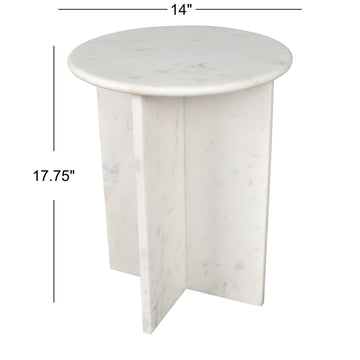 Javier 14" Contemporary Natural Marble Handmade X-Shaped End Table - JONATHAN Y